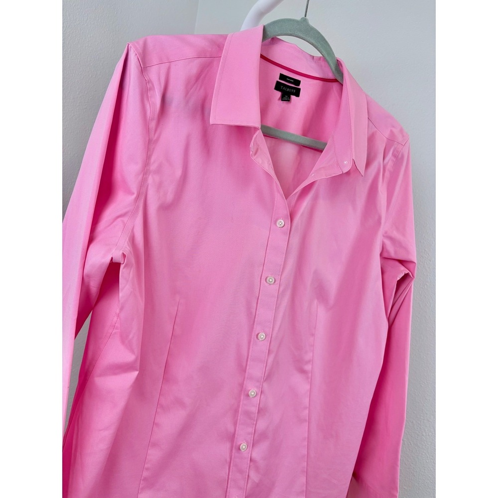 Talbots Womens Non-Iron Long Sleeve Button Down Shirt Pink Size 16 - Picture 7 of 8